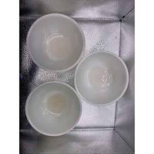 Set of 3 Vintage GLASBAKE Milk Glass Custard Ramekin Baking Cups Prep Bowls